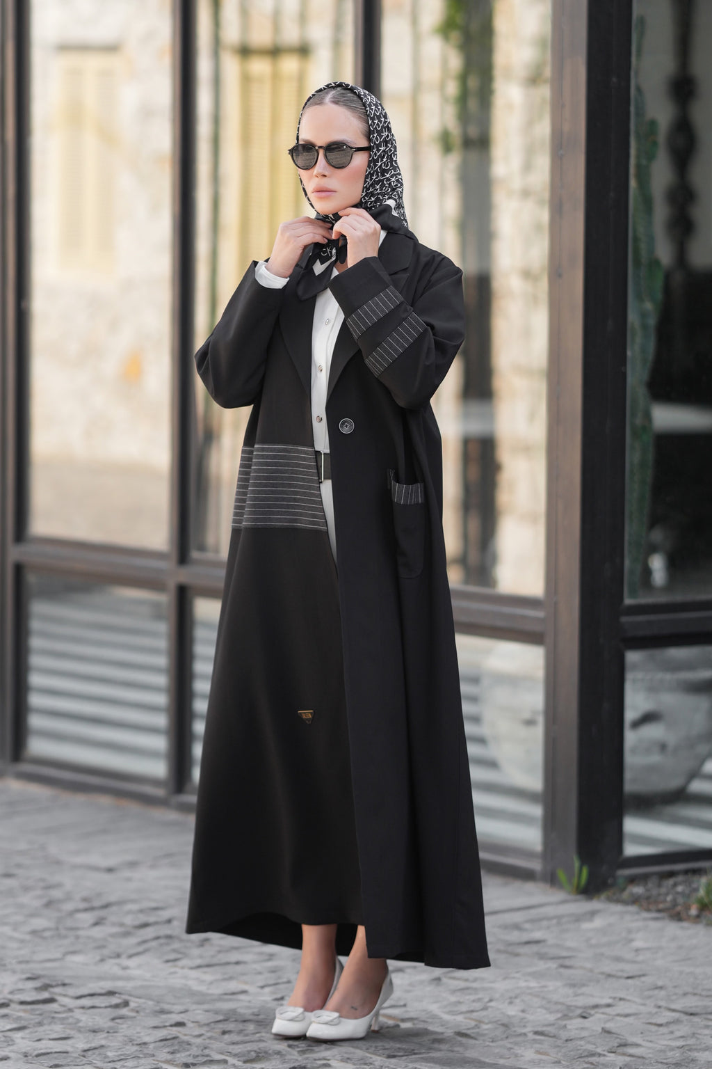 بليزر كريب جاكارد x جينز مقلم