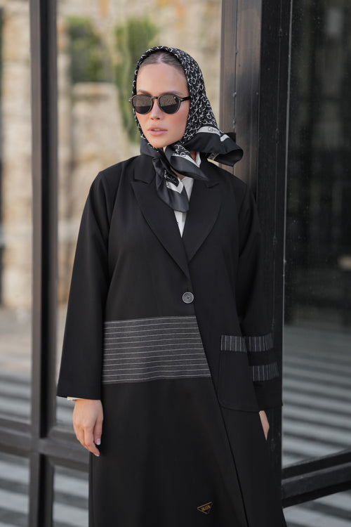 بليزر كريب جاكارد x جينز مقلم