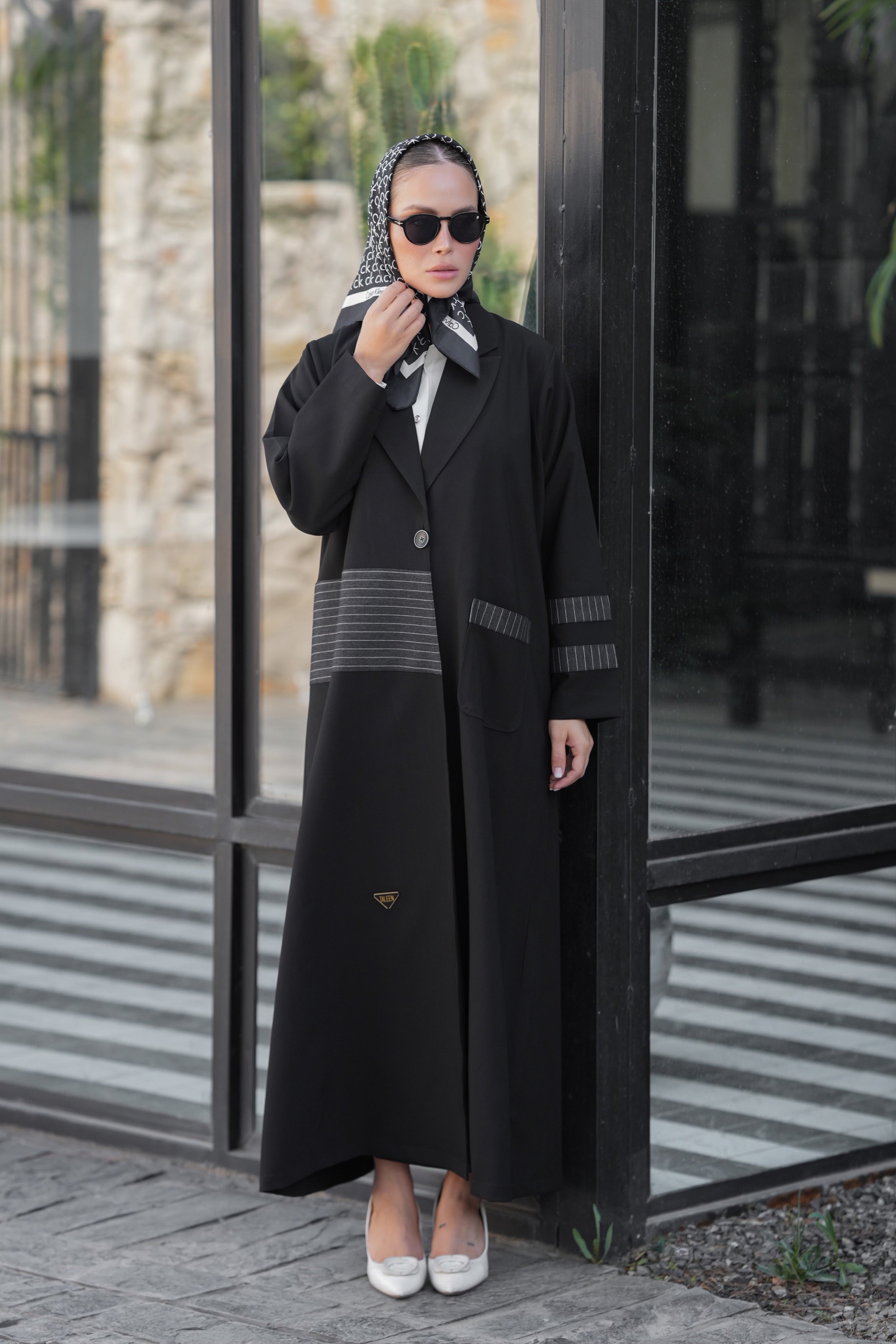 بليزر كريب جاكارد x جينز مقلم