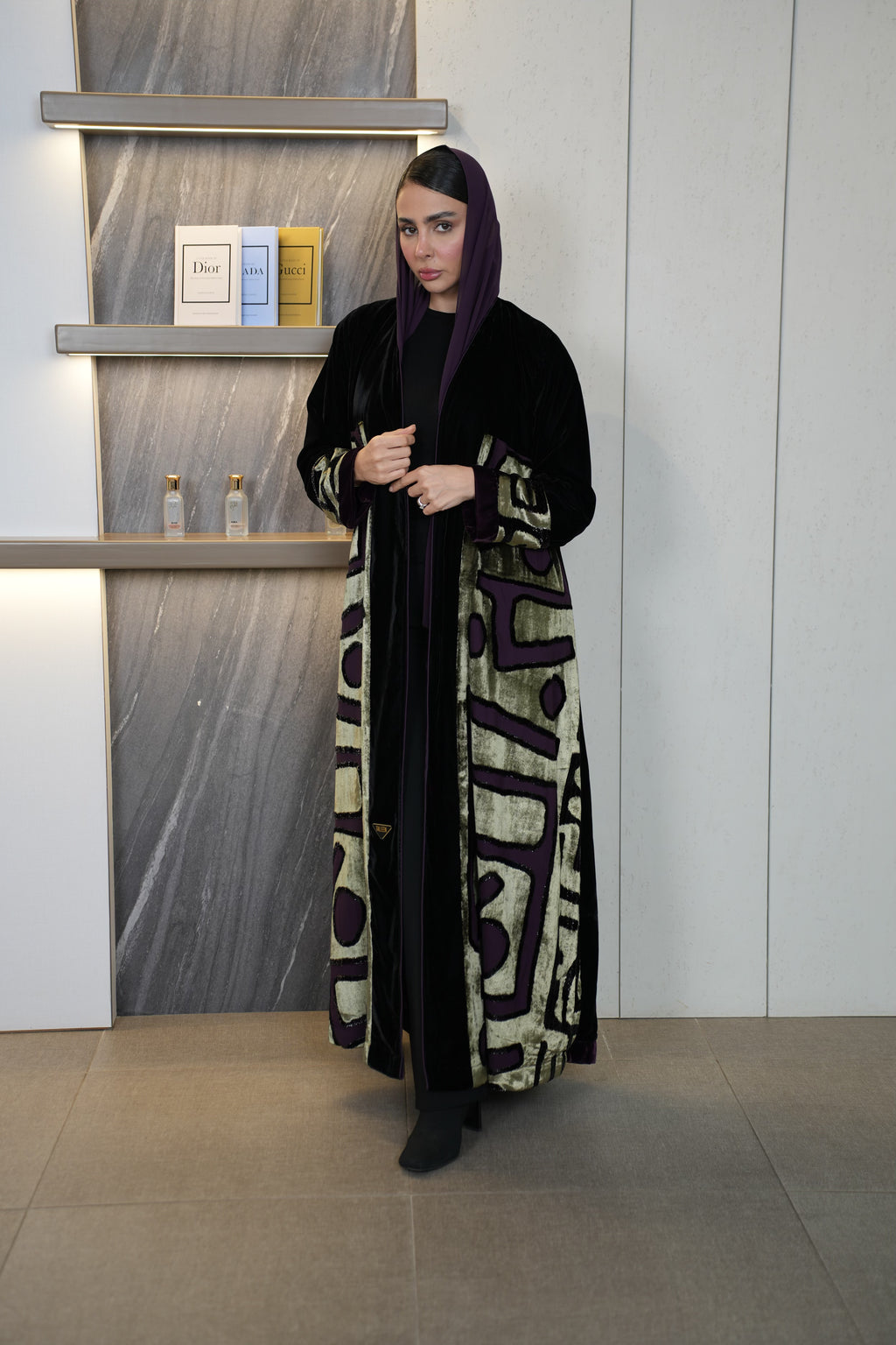 عباية مخمل شيفون بيور