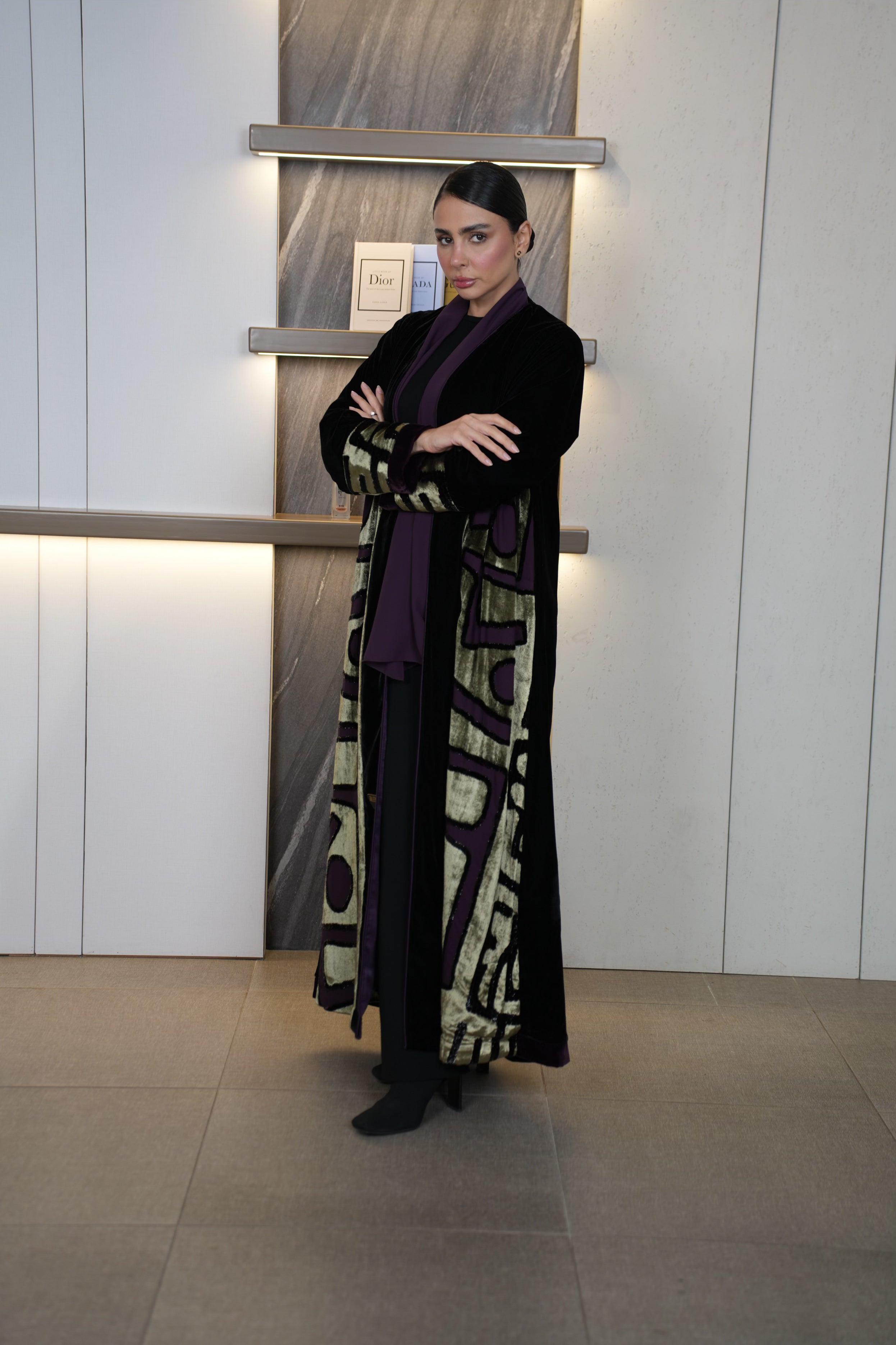 عباية مخمل شيفون بيور