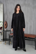عباية مخمل مشخط مبطنة