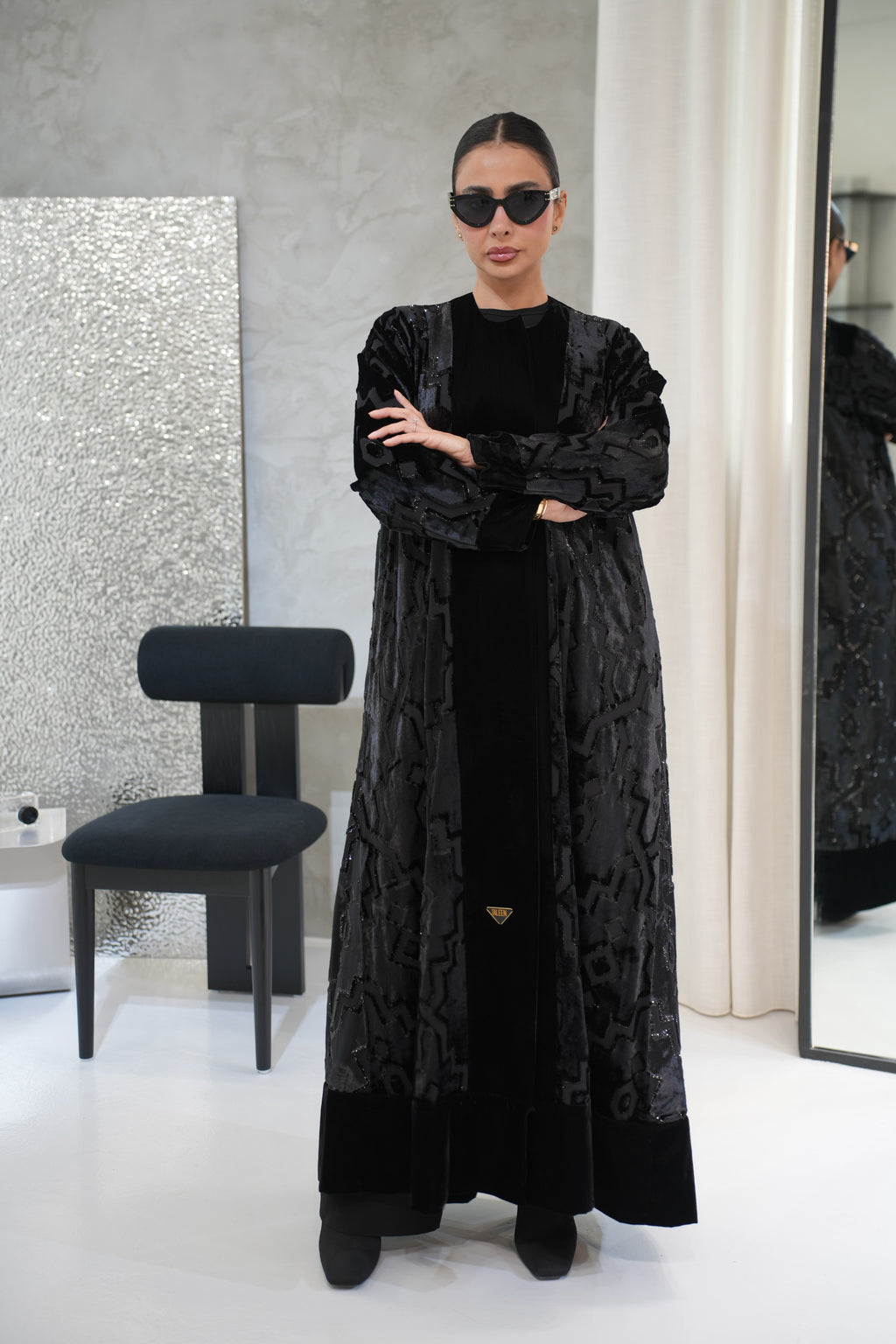 عباية مخمل شيفون بيور