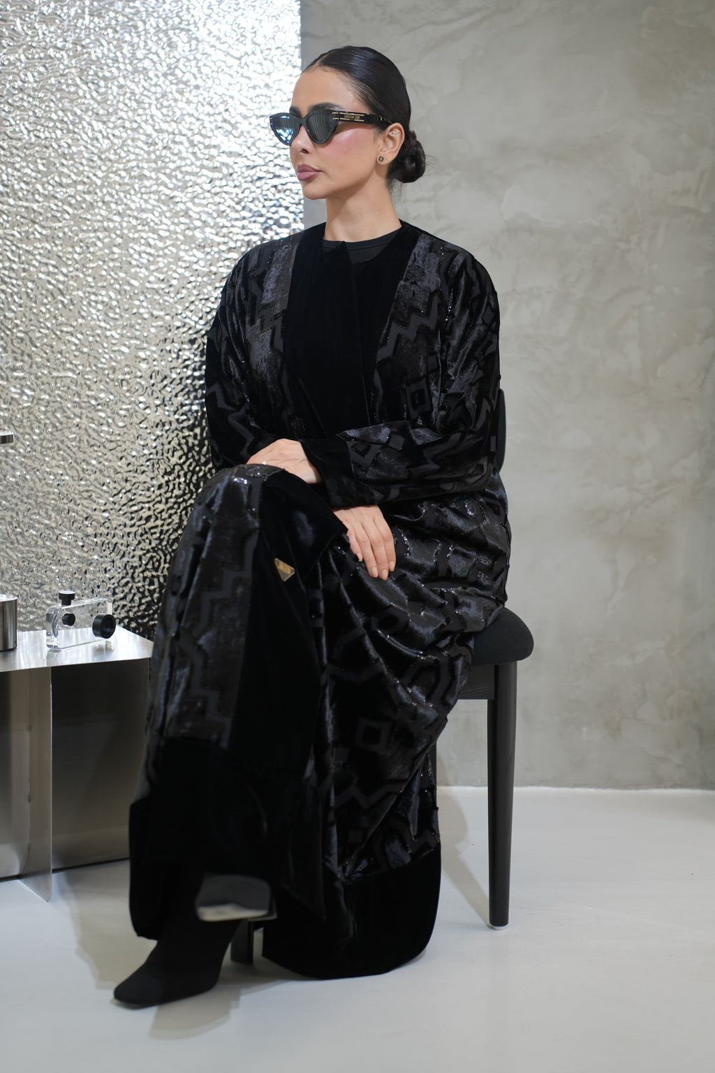 عباية مخمل شيفون بيور