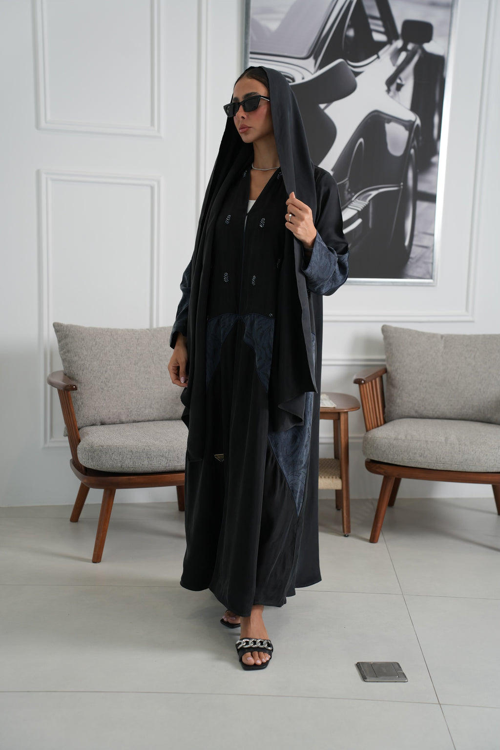 عباية حرير بيور مع الشك