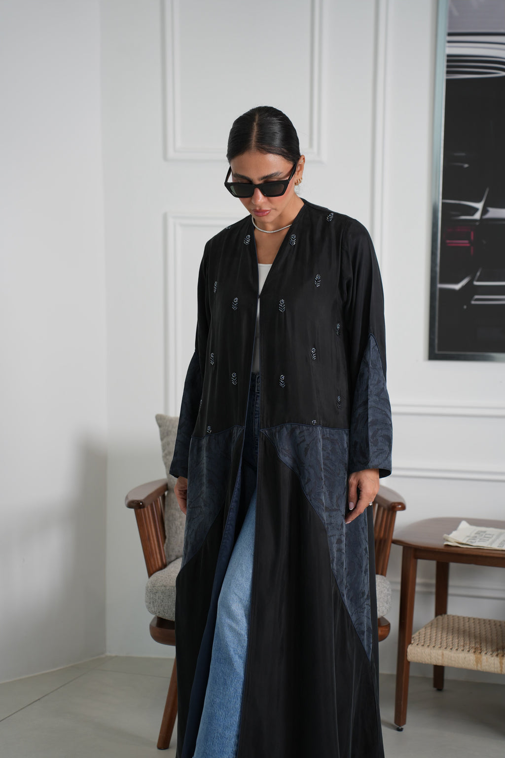 عباية حرير بيور مع الشك