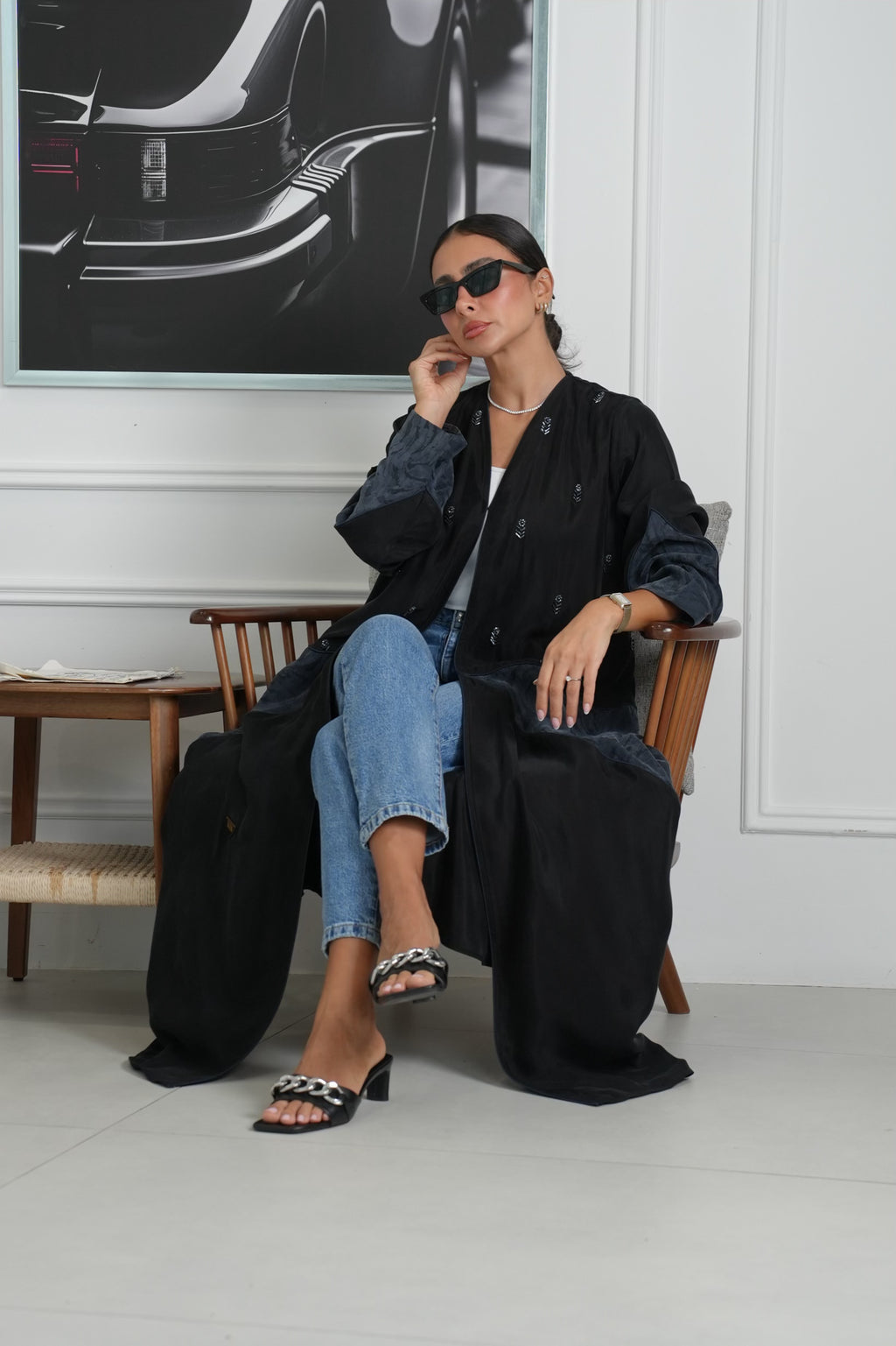 عباية حرير بيور مع الشك